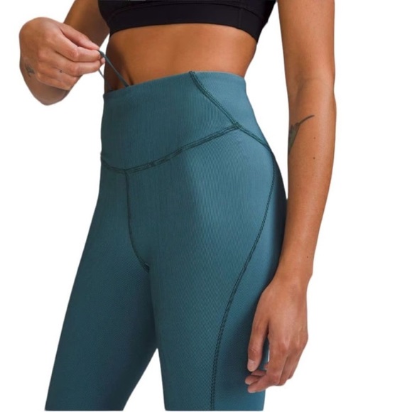 lululemon athletica Pants - Lululemon Base Pace High-Rise
Tight Leggings 25" Two-Tone
Ribbed Blue Green